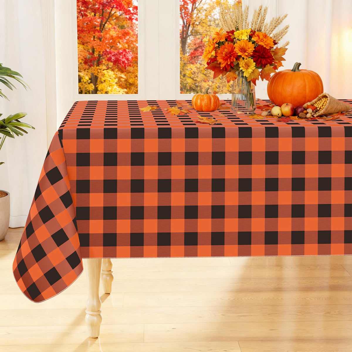 Smiry Picnic Table Cloth, Vinyl Tablecloths with Flannel Backing, 60"x84"