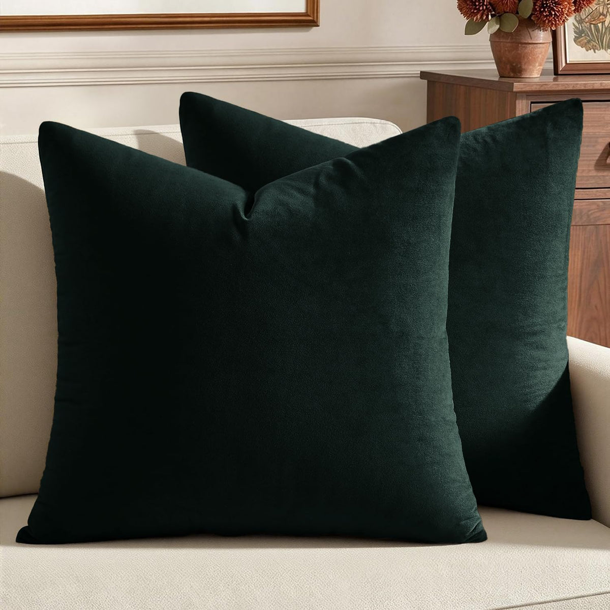 MIULEE Velvet Throw Pillow Covers 18x18 Inch Pack of 2 Dark Blue