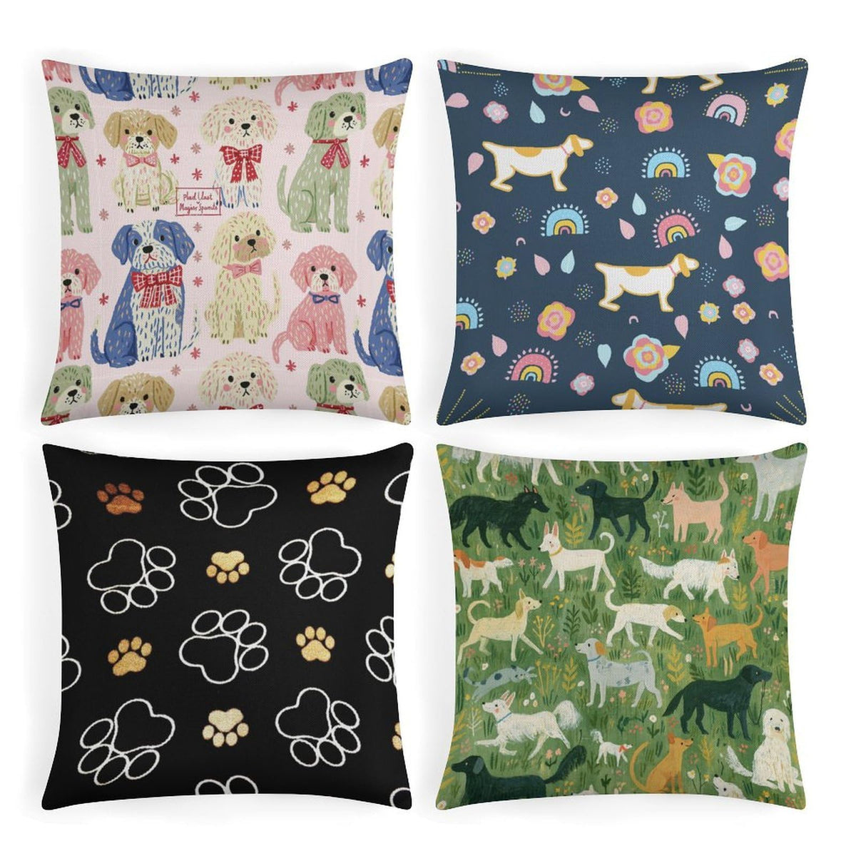 Throw Pillow Covers Soft Breathable Cotton Linen 18"×18" Square Cushion Cases Christmas Print 4 Pack Home Decor for Living Room Sofa, No Pillow Insert Included