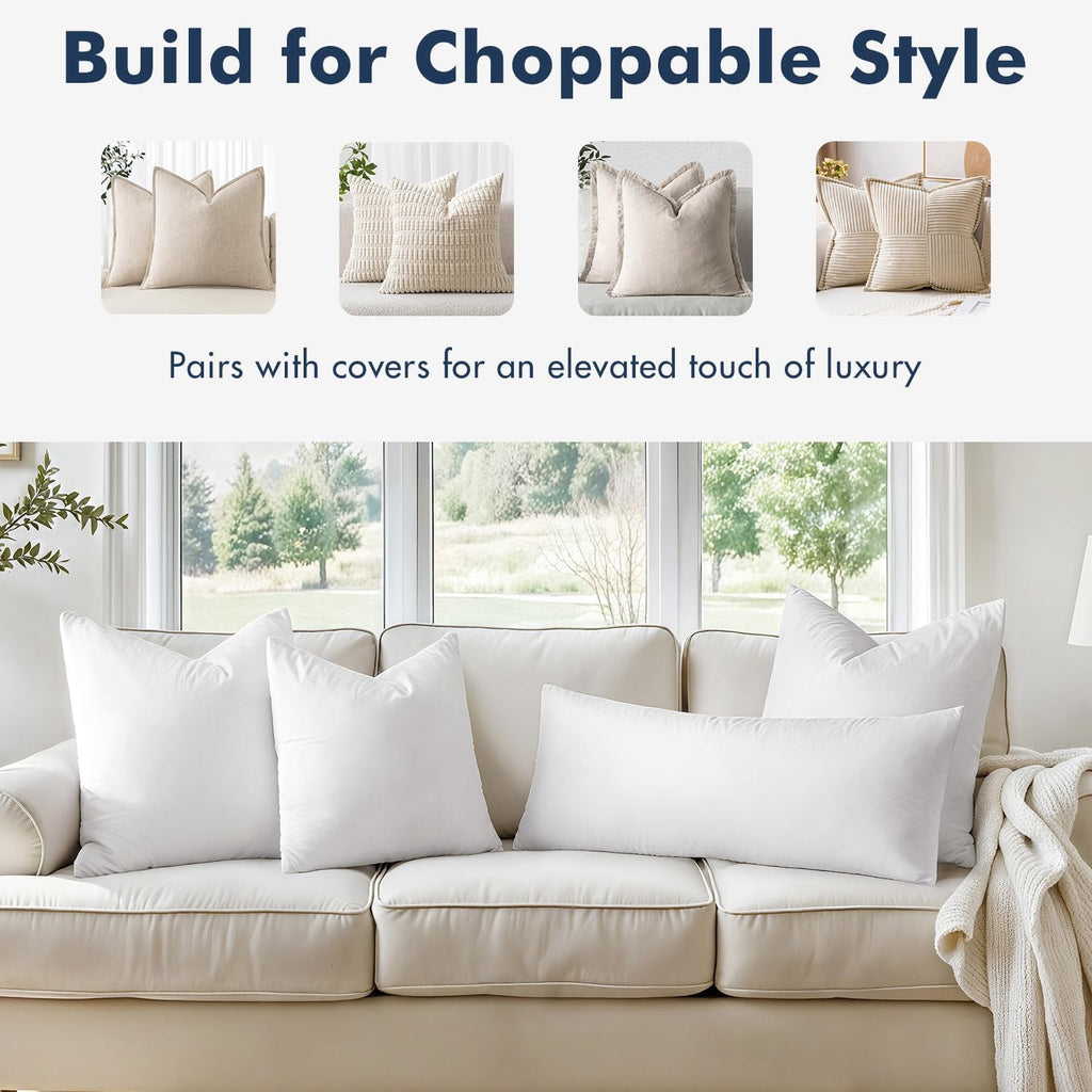 MIULEE 22x22 Pillow Inserts, Set of 2 Feather Down Throw Pillows