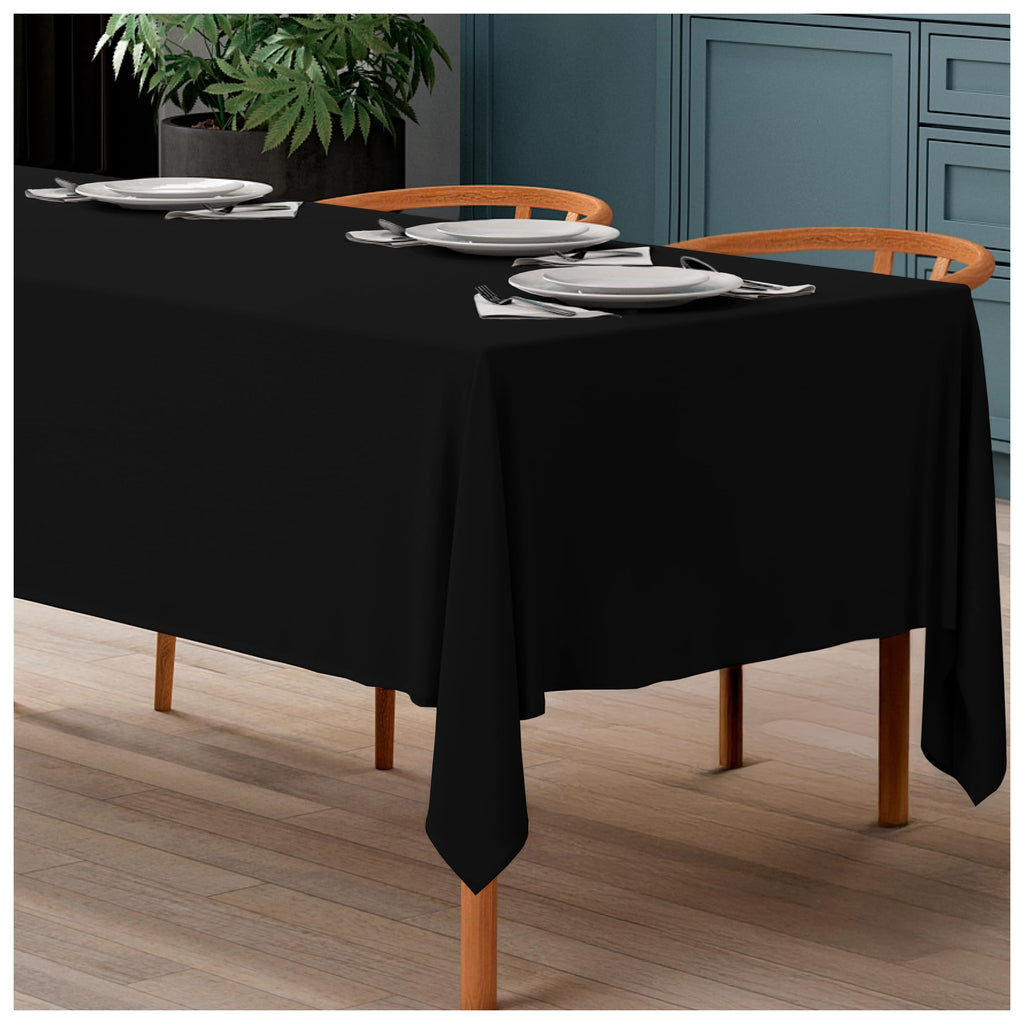 WEALUXE White Table Cloths for 6 Foot Rectangle Tables, 2-Pack, 60x102 inches, Water, Stain and Wrinkle Resistant, 200 GSM Washable Poly Fabric Tablecloths Rectangular, Elegant and Durable