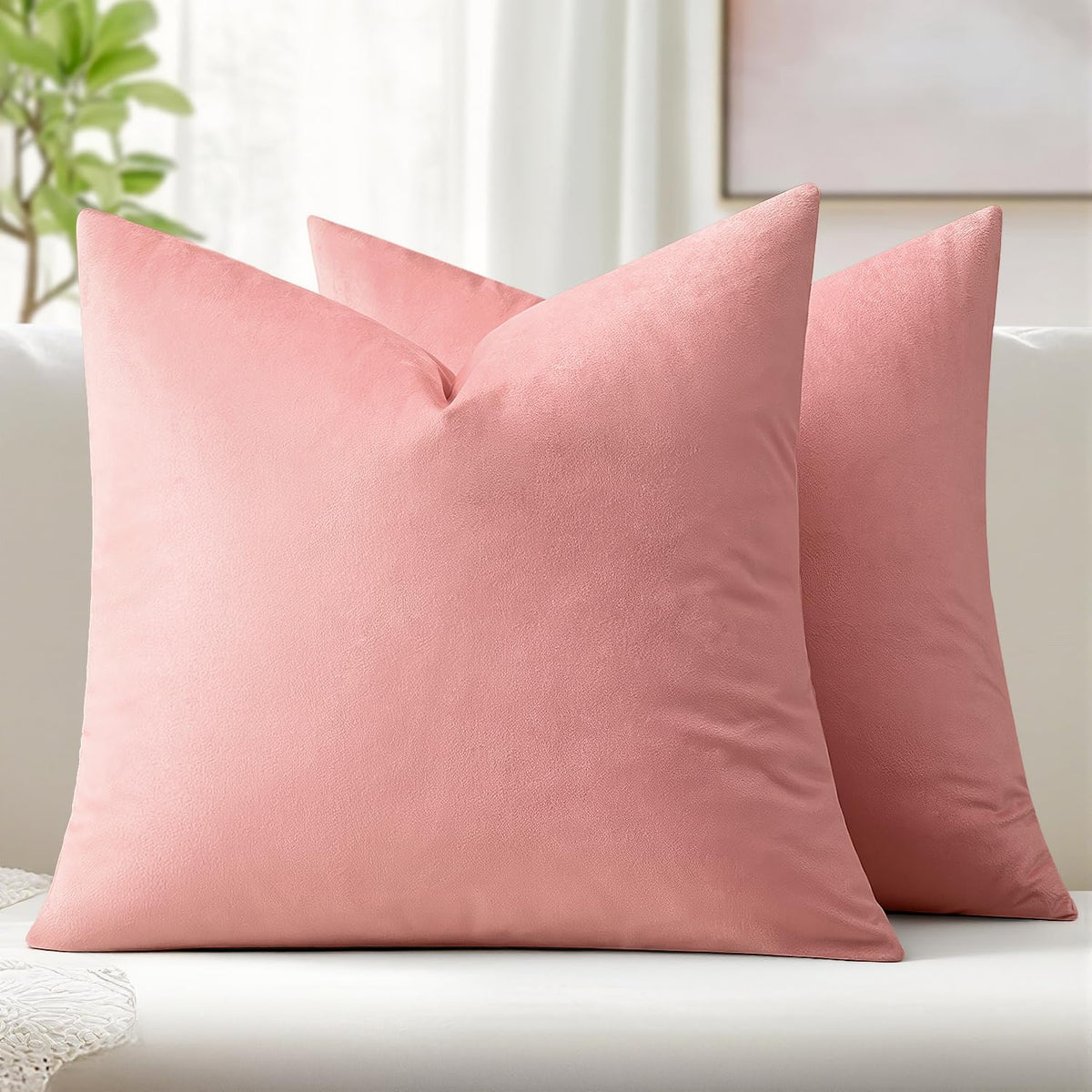 MIULEE Velvet Throw Pillow Covers 18x18 Inch Pack of 2 Dark Blue