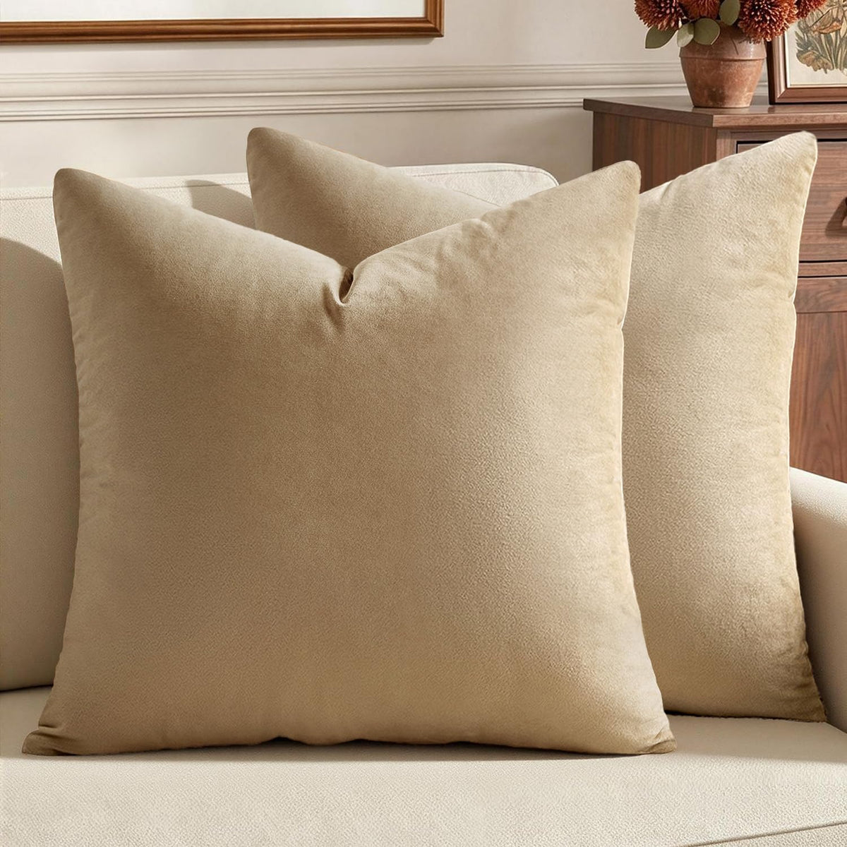 MIULEE Velvet Throw Pillow Covers 18x18 Inch Pack of 2 Dark Blue
