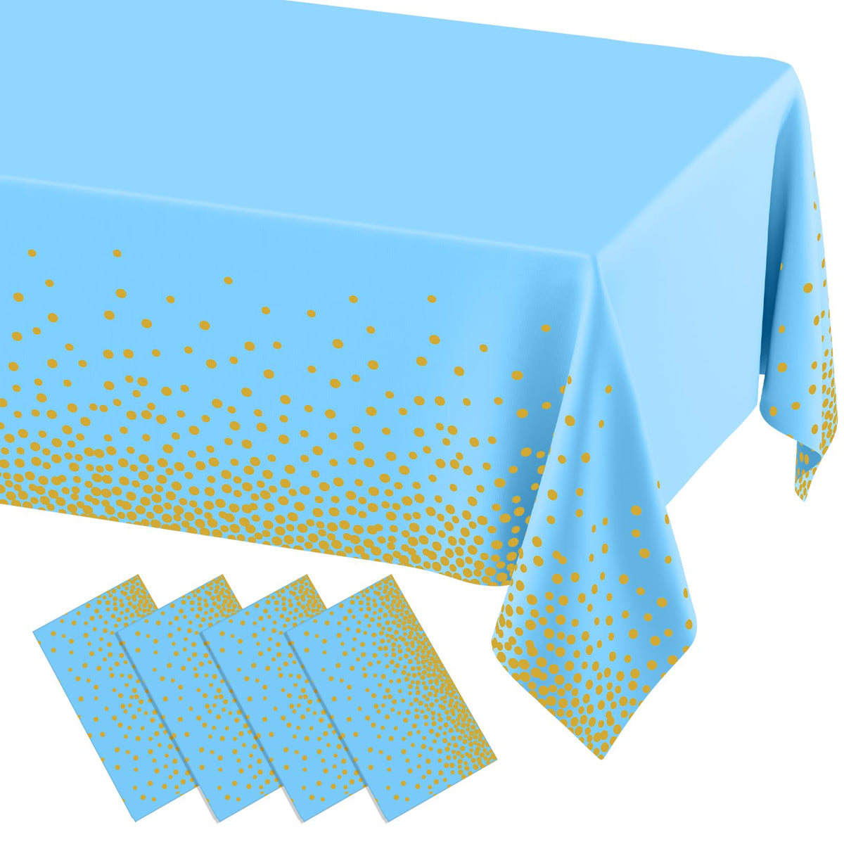 misaya 3 Packs Dot Disposable Table Cloth, 54 x 108 Inch Waterproof Plastic Tablecloth, Rectangle Gold Dots in White Table Covers for Picnic, Birthday, Party and Back to School