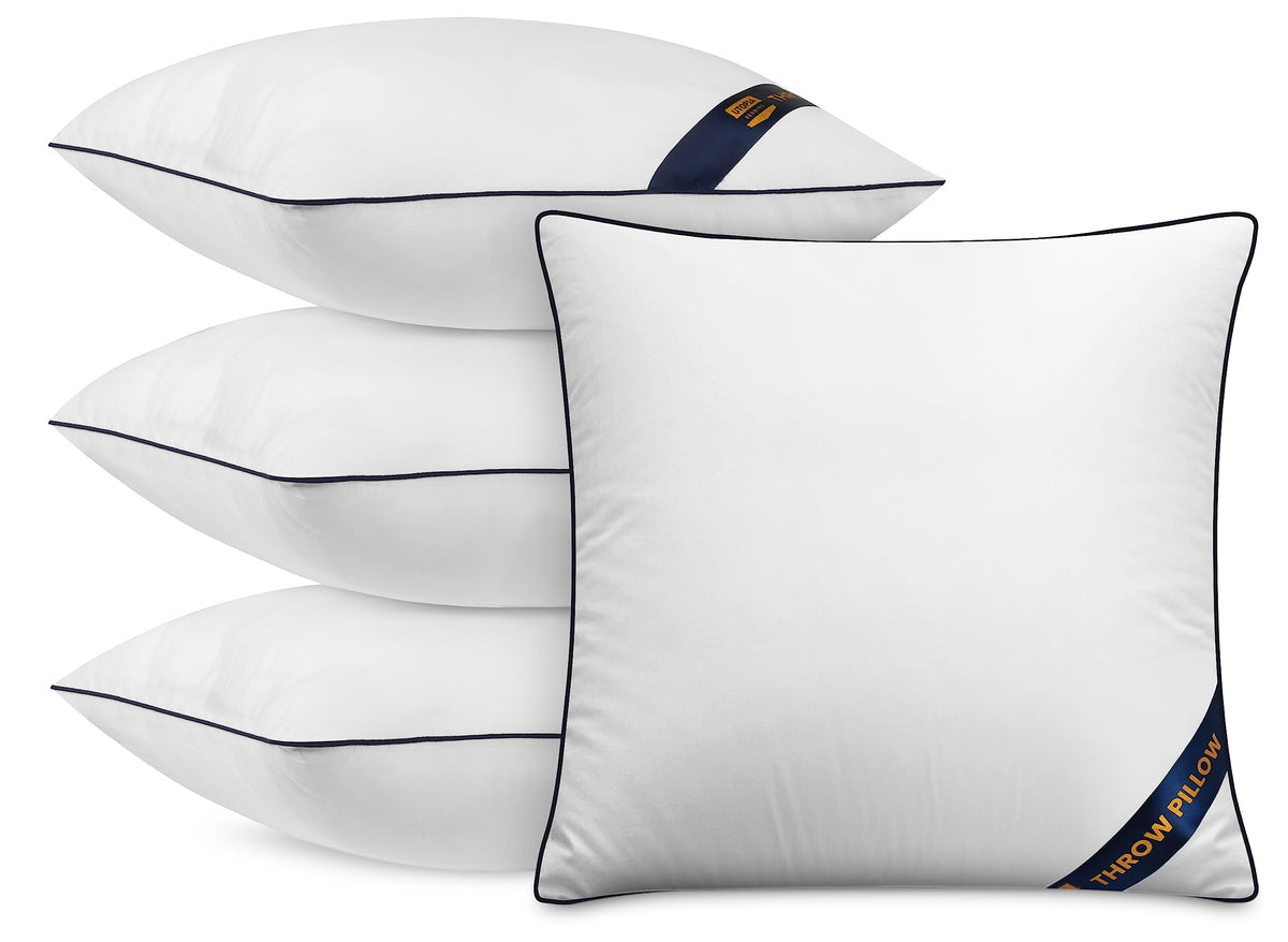 Premium Piping Throw Pillows 18x18, Decorative Pillow Inserts, 2-Pack