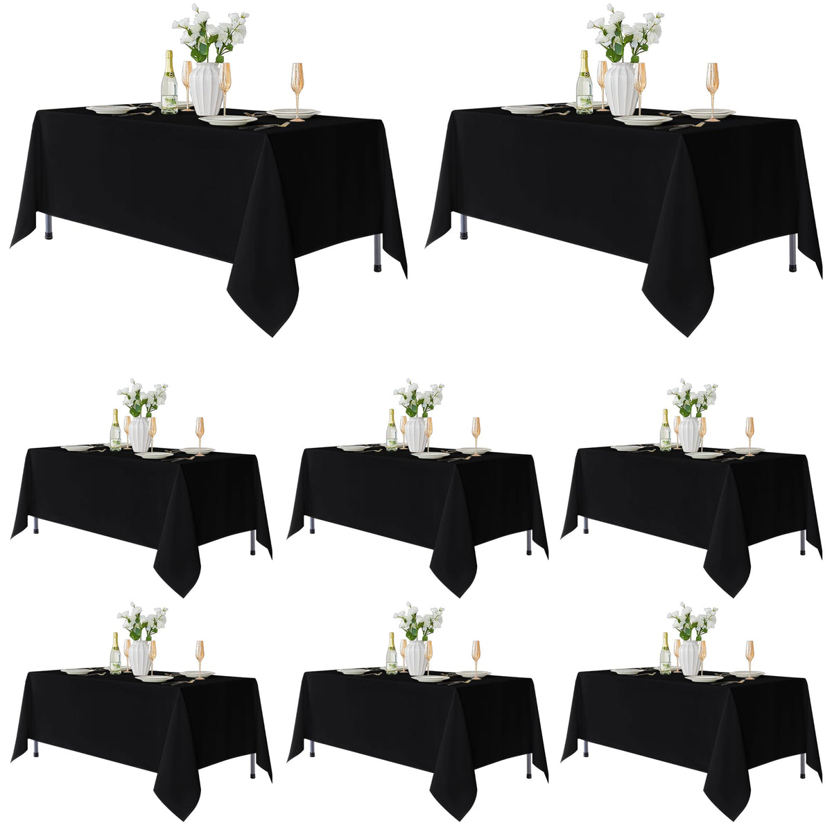 Fitable 6 Pack White Table Cloths 70x120 Inch for 6-8 Ft Rectangle Tables