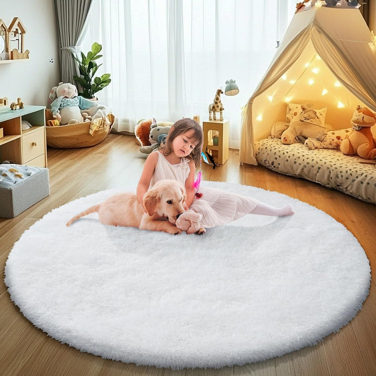 6x9 Black Fluffy Area Rug for Living Room,Large Shag Area Rugs for Bedroom