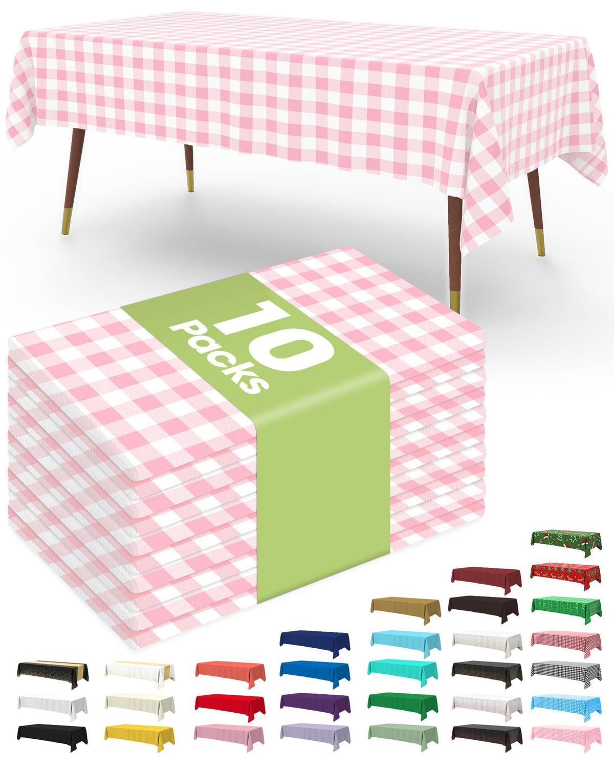 Pureegg Plastic Table Cloth Disposable 54x108 Inch 10 Pack, White