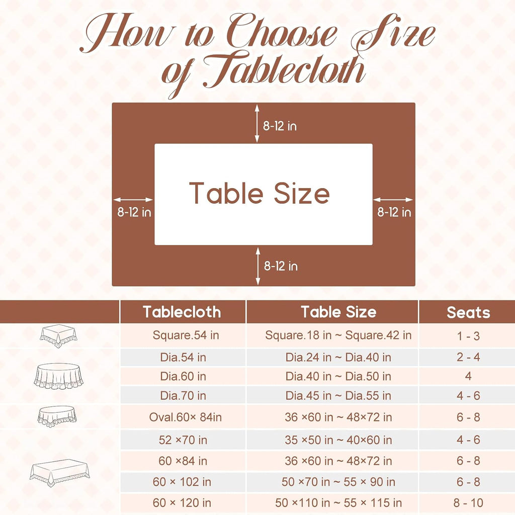 Mindsoft Brown Ruffled Gingham Tablecloth, 52 x 70 Inches, Rectangle