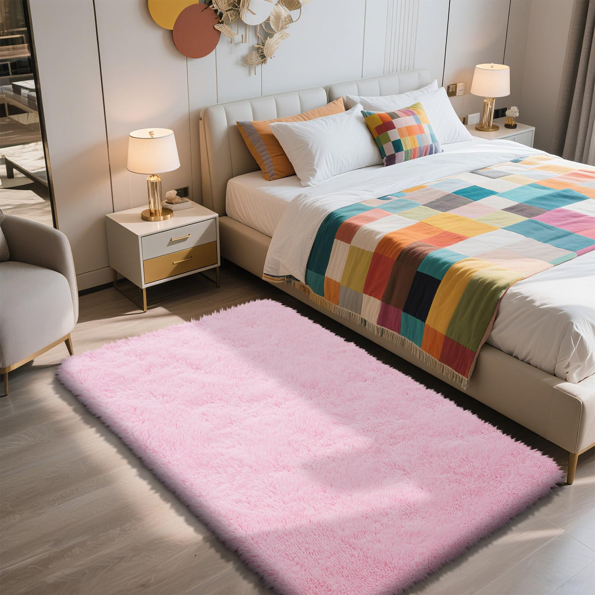 6x9 Black Fluffy Area Rug for Living Room,Large Shag Area Rugs for Bedroom