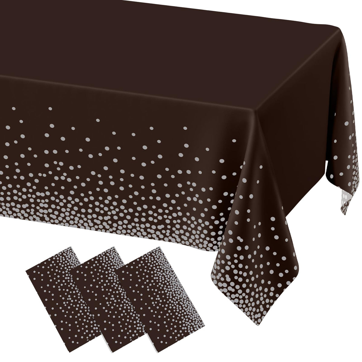 misaya 3 Packs Dot Disposable Table Cloth, 54 x 108 Inch Waterproof Plastic Tablecloth, Rectangle Gold Dots in White Table Covers for Picnic, Birthday, Party and Back to School