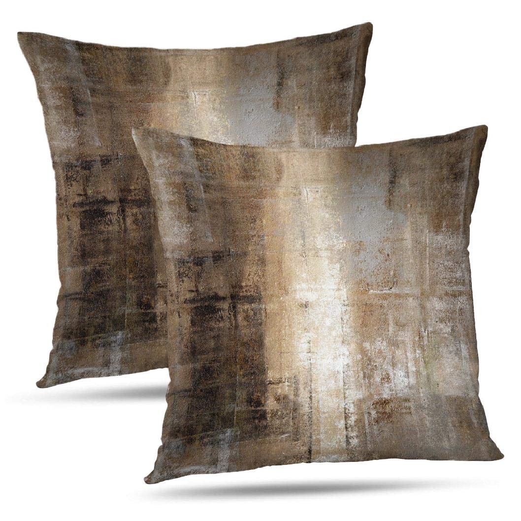 Blue and Grey Abstract Art Artwork Pillow Cover, Gallery Modern Decorative Throw Pillows Cushion Cover for Bedroom Sofa Living Room 18 x 18 Inch Set of 2