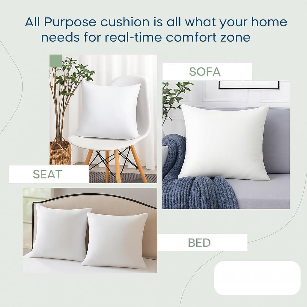 LANE LINEN 4 Pack 18x18 White Throw Pillow Inserts for Decorative Pillow Covers, Couch Pillows for Living Room, Fluffy Pillows for Bed
