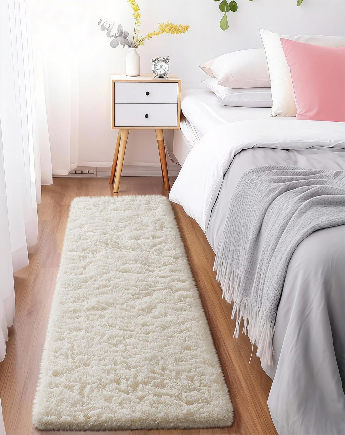 Ophanie Small Rug Upgrade Non Slip Throw Bedside Area Rugs, Fluffy Soft Grey Mini Bedroom Carpet, Affordable Door Entryway Indoor Inside Front Entrance Dog 2x3 Mat, Home Decor Aesthetic, Nursery