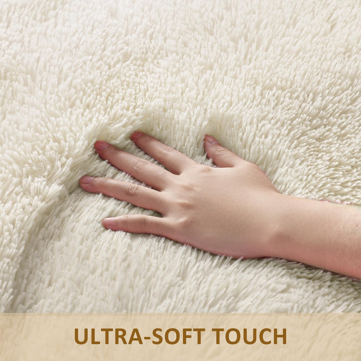Ophanie Area Rugs for Bedroom, Christmas Upgrade Non-Slip Ivory Fluffy Soft Shag Living Room Carpet, Indoor Floor 4x6 Fuzzy Shaggy Plush Nursery Rug for Kids Dorm Decor with Over 99 pcs Pile fibers