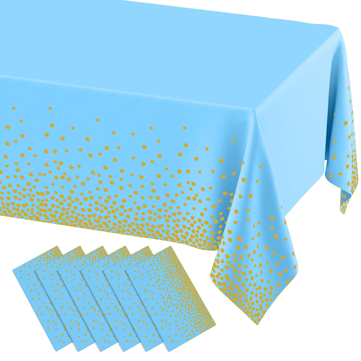 misaya 3 Packs Dot Disposable Table Cloth, 54 x 108 Inch Waterproof Plastic Tablecloth, Rectangle Gold Dots in White Table Covers for Picnic, Birthday, Party and Back to School
