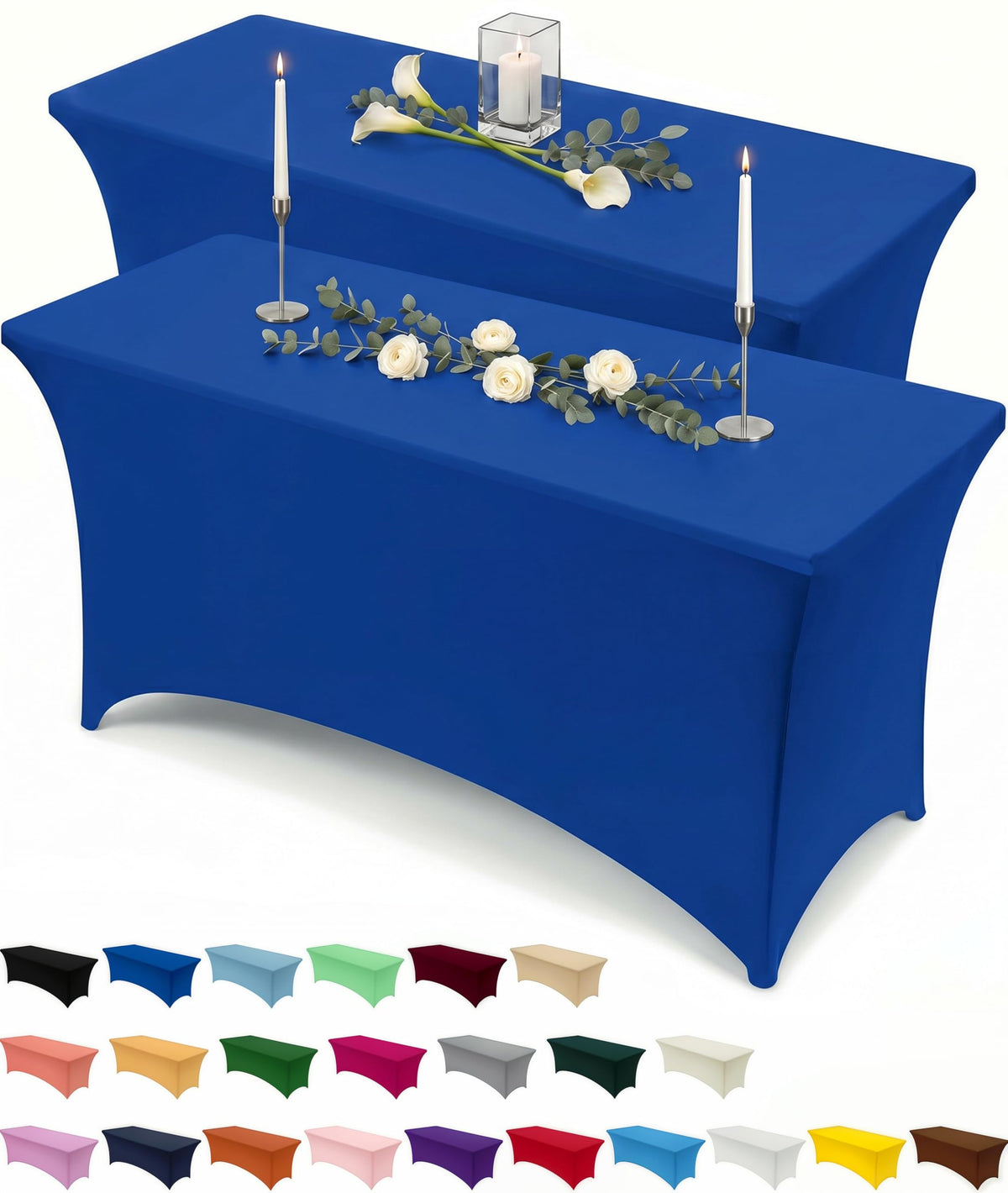 Utopia Kitchen Spandex Tablecloth 2 Pack [6FT, Black] Tight, Fitted, Washable and Wrinkle Resistant Stretch Rectangular Patio Table Cover for Event, Wedding, Banquet & Parties [72Lx30Wx30H Inch]