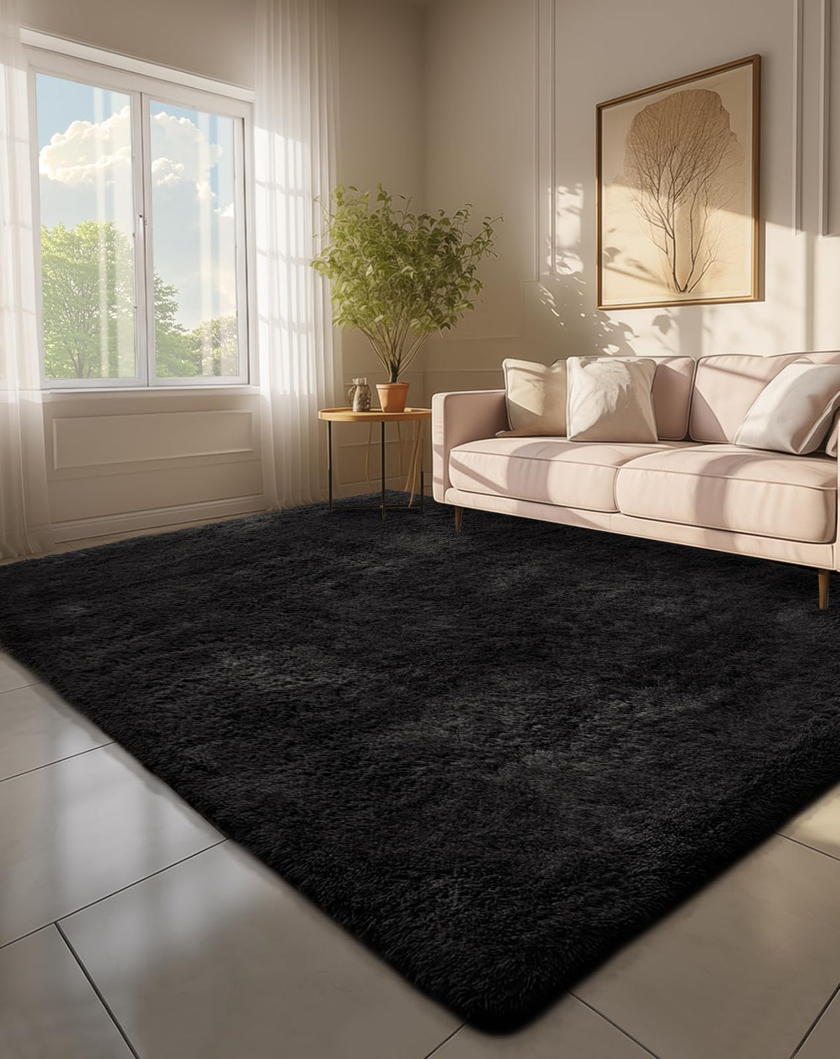 Ophanie Area Rugs for Living Room Bedroom, Washable Non-Slip Fluffy Soft Grey Shag Carpet, Indoor Floor Gray 4x6 Fuzzy Shaggy Living Room Plush Rug for Kids Home Dorm Decor Aesthetic