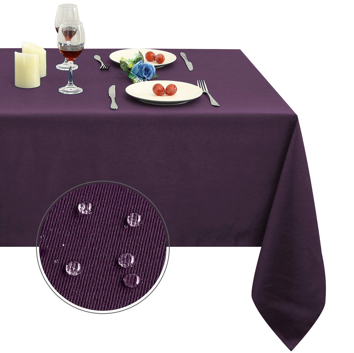 Obstal Rectangle Table Cloth, Navy Blue, 60 x 84 Inch