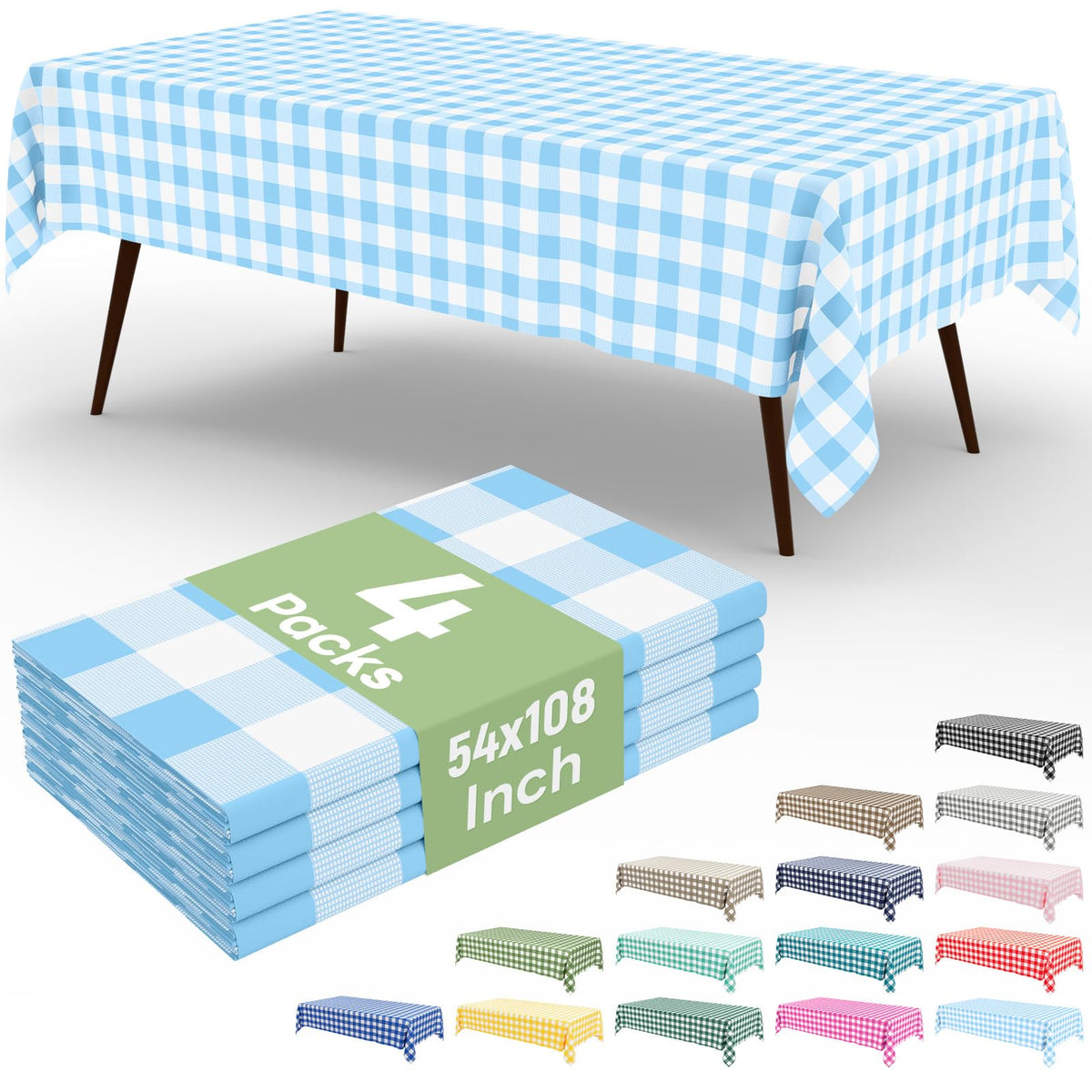 misaya 4 Packs Buffalo Disposable Table Cloth, 54 x 108 Inch Waterproof Plastic Tablecloth, Rectangle Red and White Checkered Table Covers for Picnic, Birthday, Party, Back to School