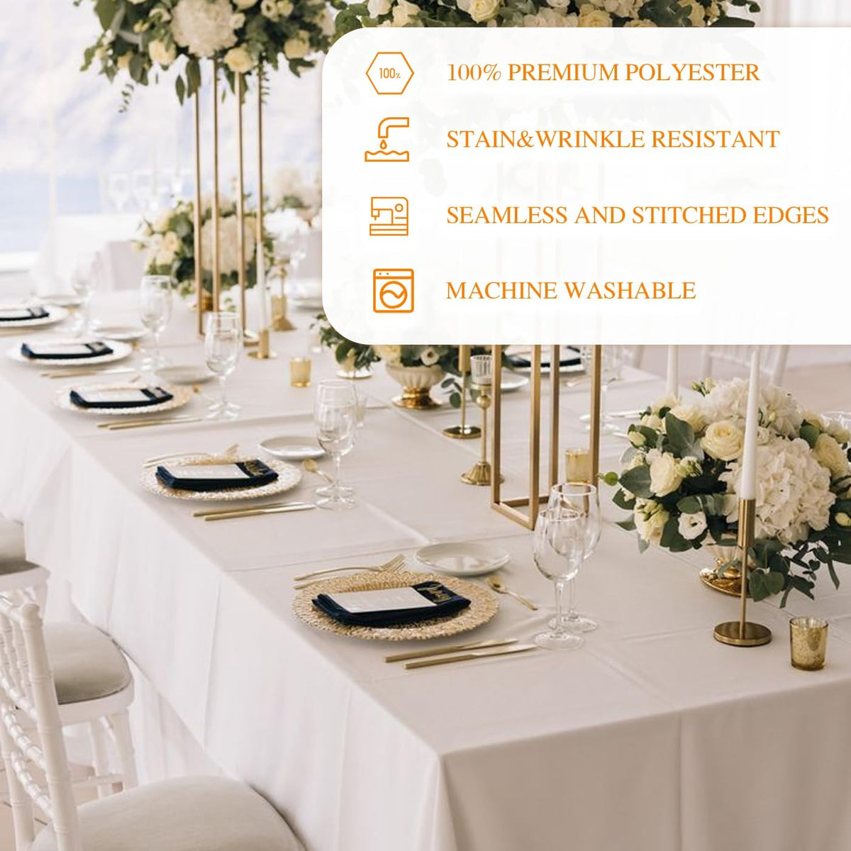 WIGENIUS 6 Pack White Table Cloth Rectangle 60X102 Inch Tablecloth Fit 6FT