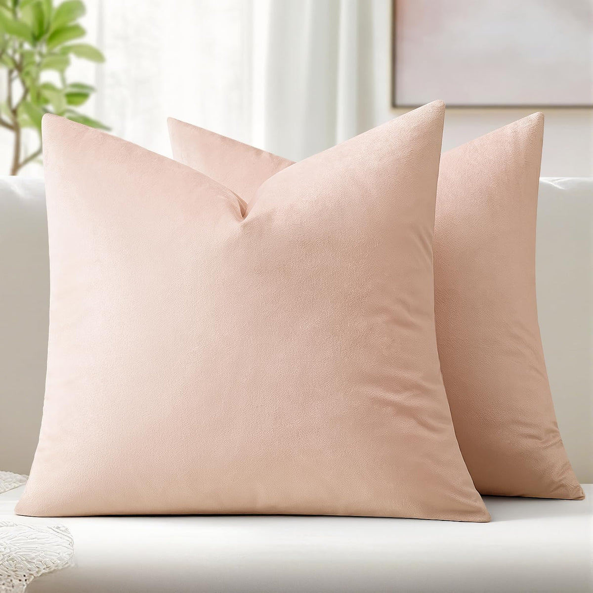 MIULEE Velvet Throw Pillow Covers 18x18 Inch Pack of 2 Dark Blue