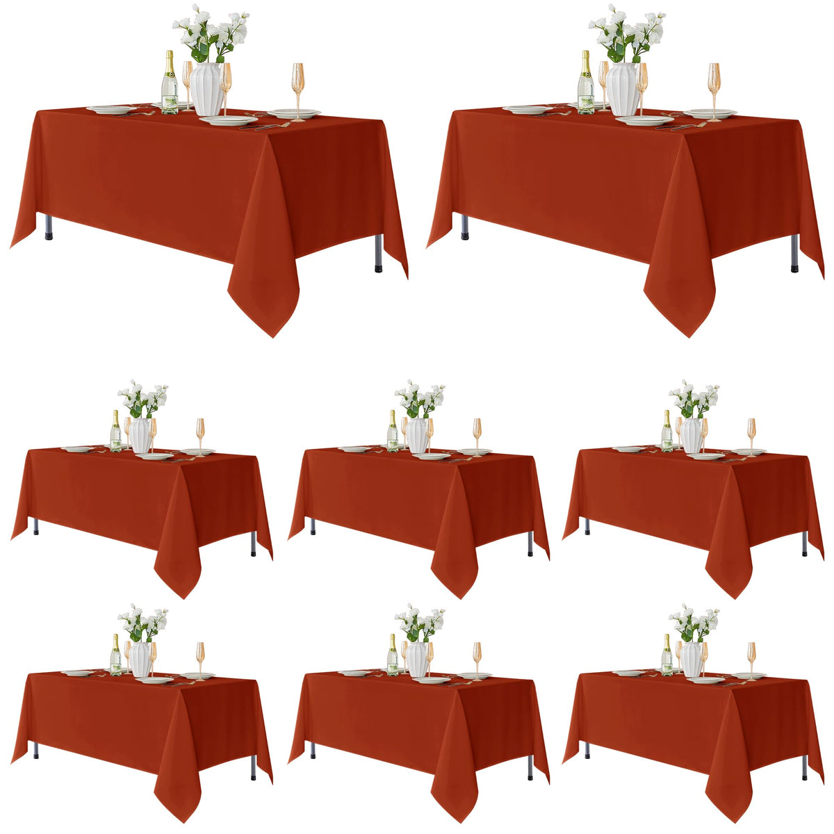 Fitable 6 Pack White Table Cloths 70x120 Inch for 6-8 Ft Rectangle Tables