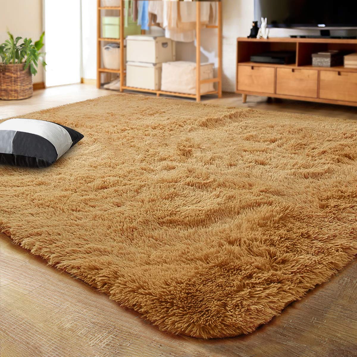 LOCHAS 4x6 Area Rugs Fluffy Living Room Carpets for Kids Bedroom, White