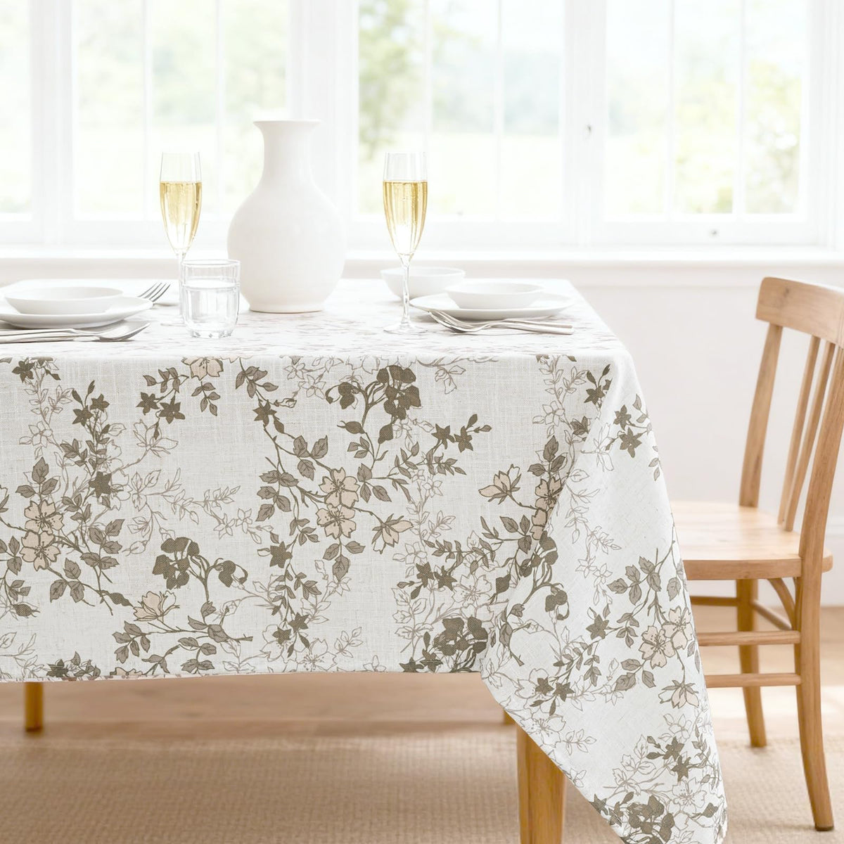 H.VERSAILTEX Linen Textured Table Cloths 60 x 120 Inch Premium Solid Tablecloth Spill-Proof Waterproof Table Cover for Dining Buffet Feature Extra Soft and Thick Fabric Wrinkle Free, Taupe