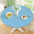 misaya Round Fitted Tablecloth with Elastic Edge, 100% Waterproof Oil Proof Plastic Table Cover, Vinyl Flannel Backed Tablecloth Fits 36"-44" Round Tables for Dinner, Outdoor, Picnic, Flowers
