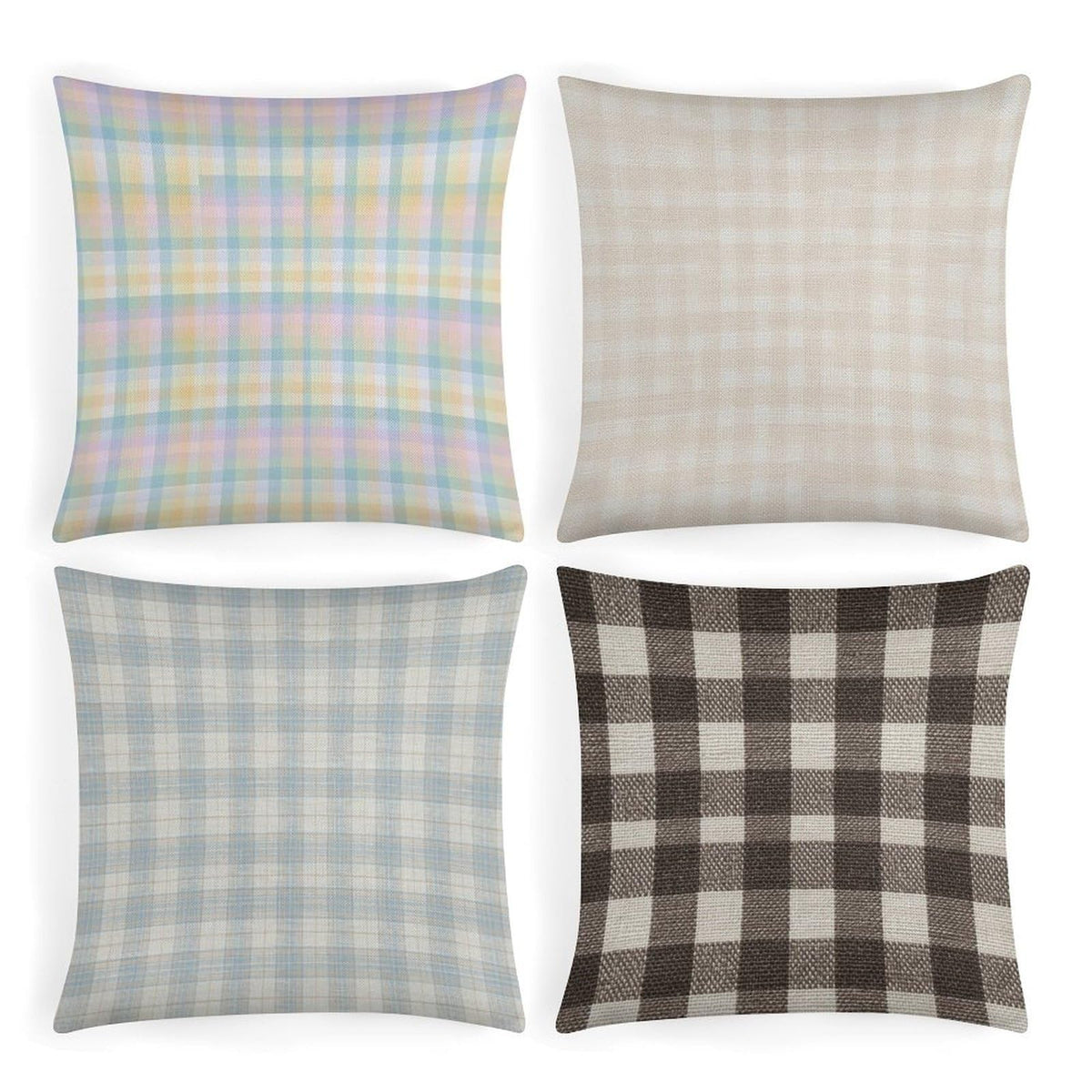 Throw Pillow Covers Soft Breathable Cotton Linen 18"×18" Square Cushion Cases Christmas Print 4 Pack Home Decor for Living Room Sofa, No Pillow Insert Included