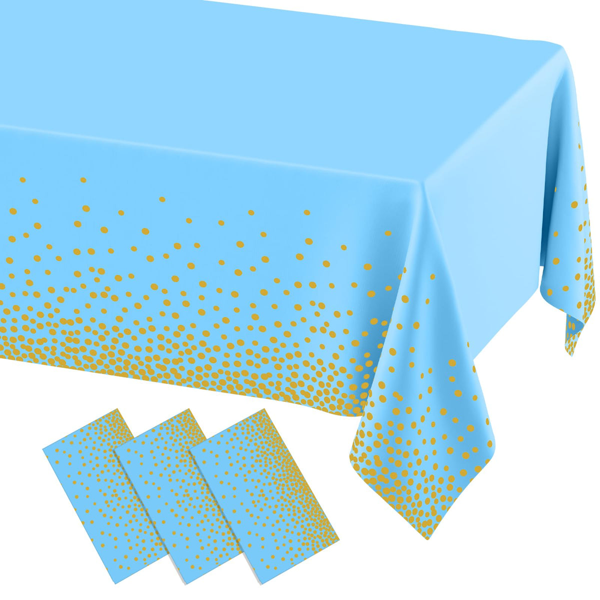 misaya 3 Packs Dot Disposable Table Cloth, 54 x 108 Inch Waterproof Plastic Tablecloth, Rectangle Gold Dots in White Table Covers for Picnic, Birthday, Party and Back to School