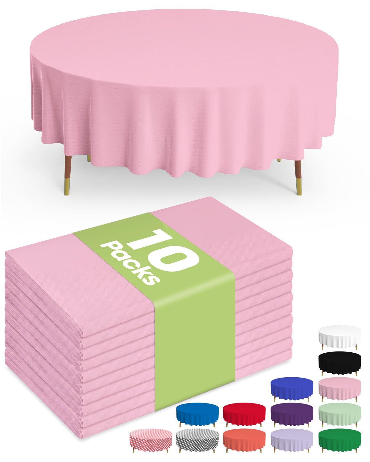 Pureegg Plastic Table Cloth Disposable 54x108 Inch 10 Pack, White