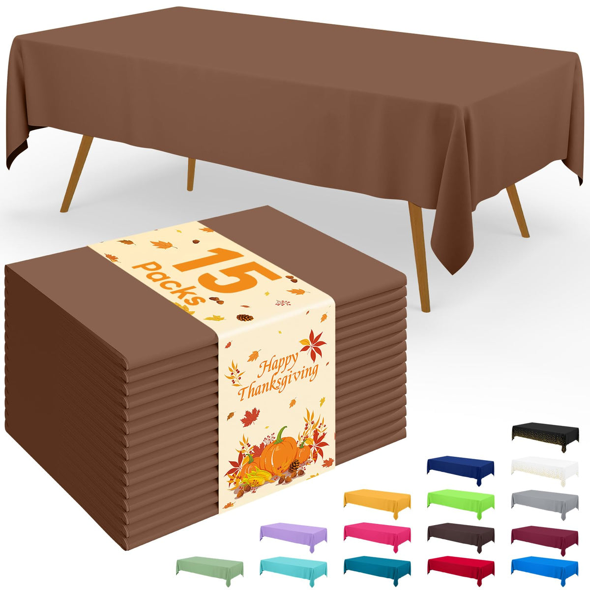 Smiry Disposable Table Cloth - 6 Pack, 54 x 108 Inch Waterproof Rectangle Tablecloths for Parties, Decorative Plastic Table Cover, Leakproof & Sturdy, White