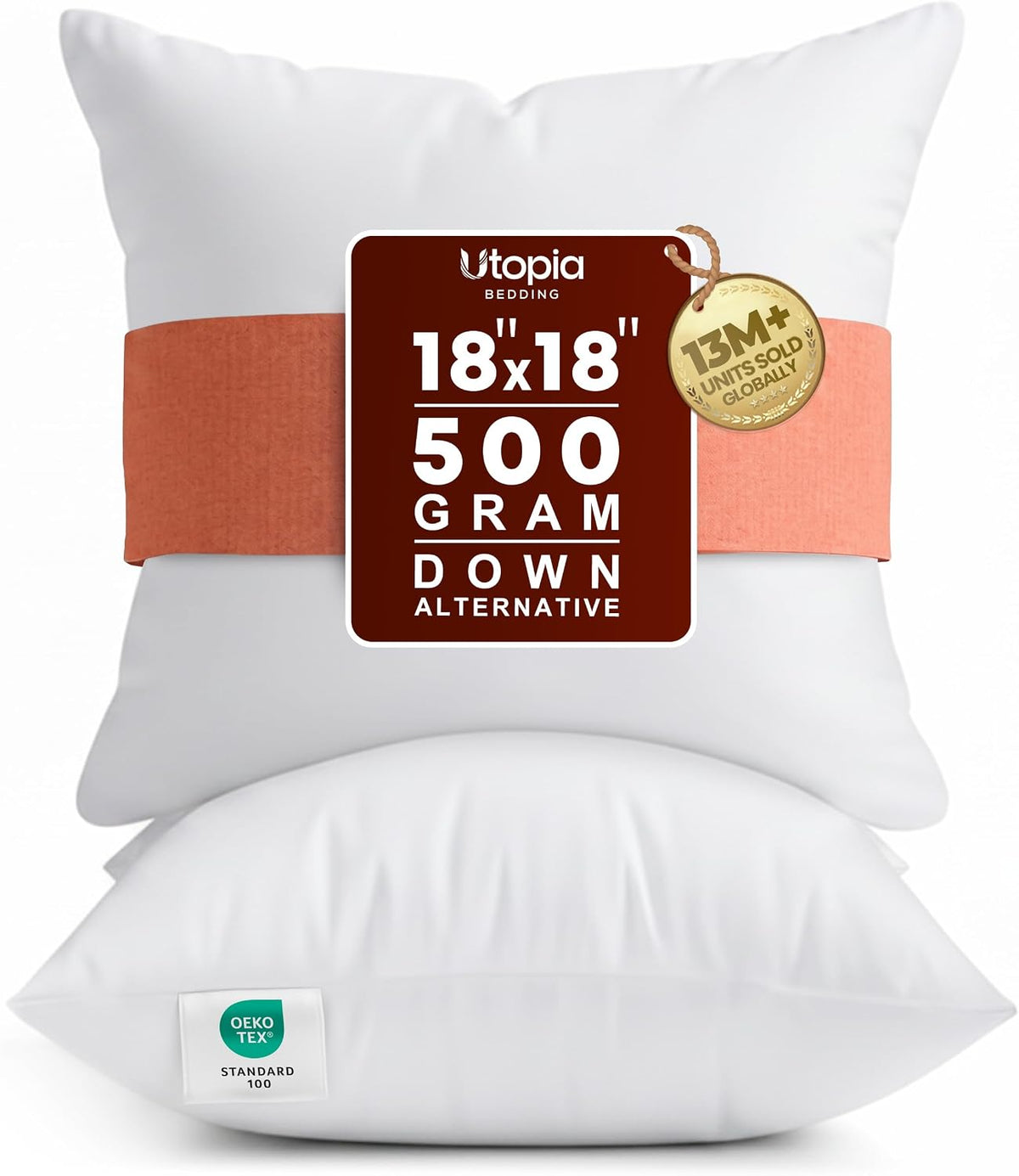 Utopia Bedding 18x18 Pillow Inserts, White Throw Pillows for Couch, 2 Pack