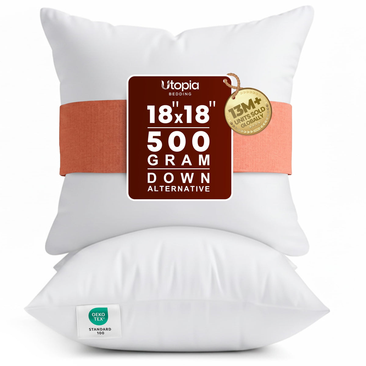 Utopia Bedding 18x18 Pillow Inserts, White Throw Pillows for Couch, 2 Pack