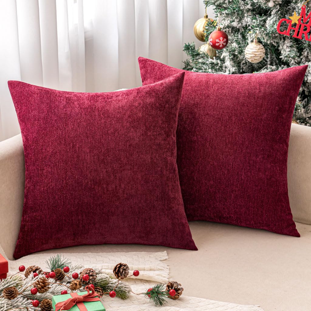 MIULEE Pack of 2 Beige Decorative Pillow Covers 18x18 Inch