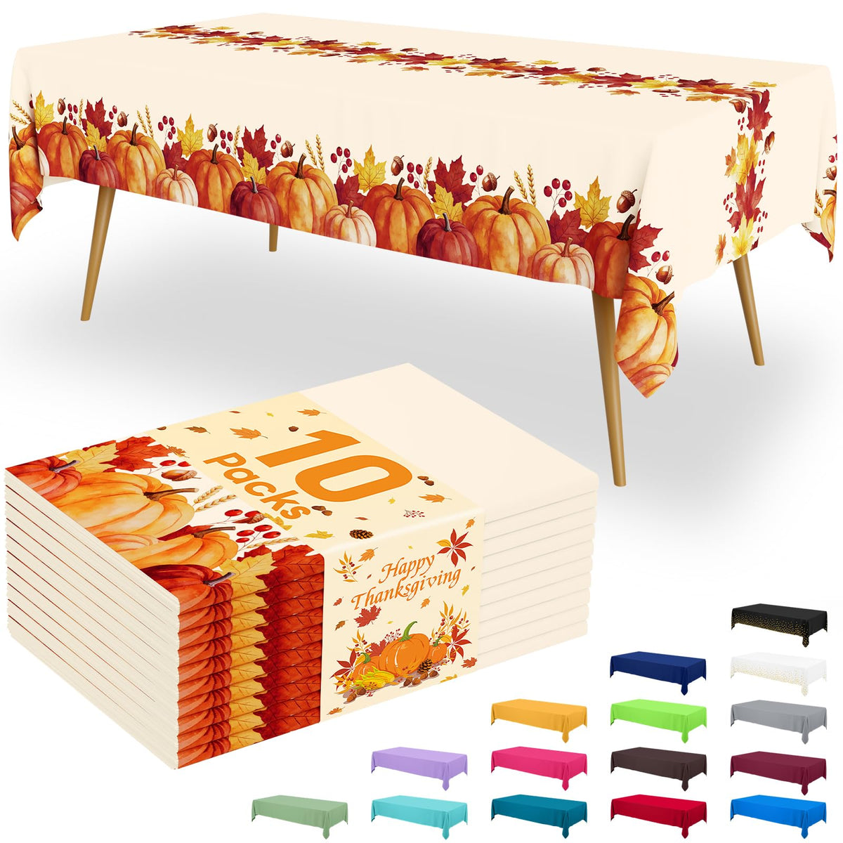 Smiry Disposable Table Cloth - 6 Pack, 54 x 108 Inch Waterproof Rectangle Tablecloths for Parties, Decorative Plastic Table Cover, Leakproof & Sturdy, White