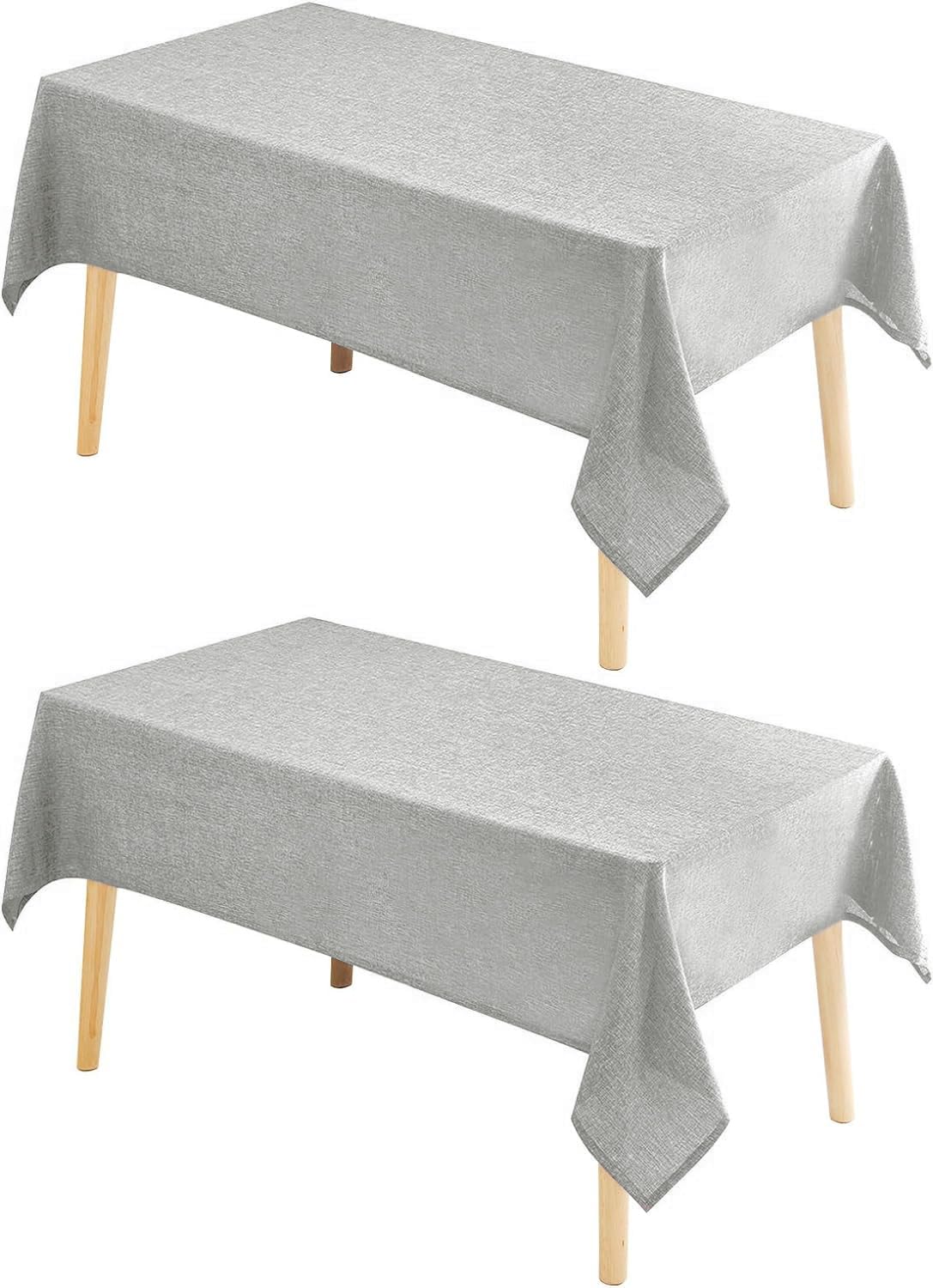 Hiasan Beige Faux Linen Rectangle Tablecloth 54 x 80 Inch for Dining Room