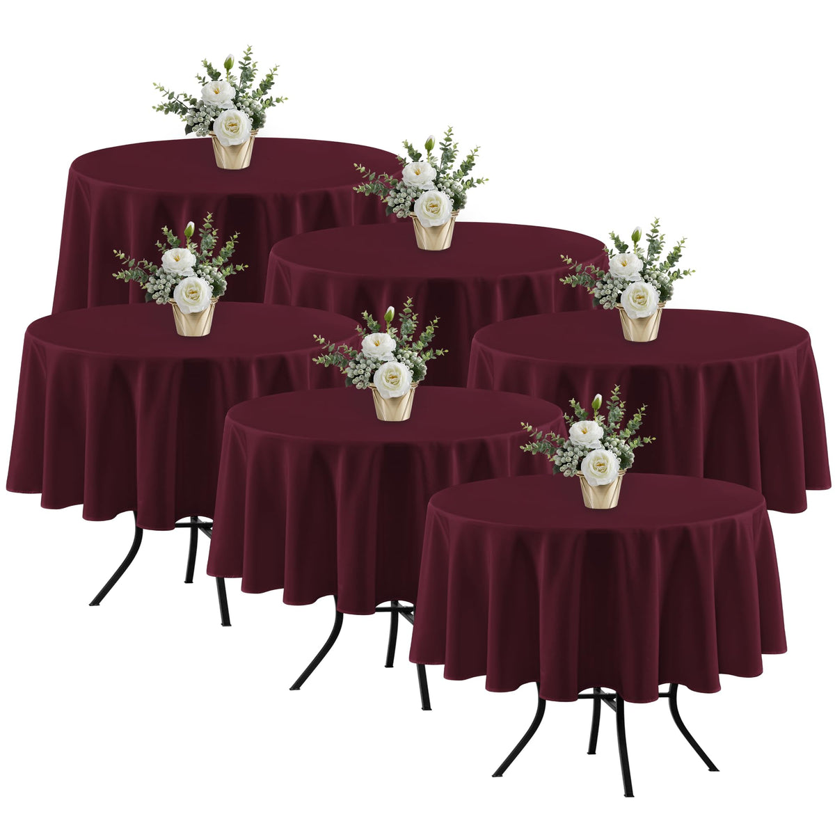 Fitable 6 Pack White Table Cloths 70x120 Inch for 6-8 Ft Rectangle Tables