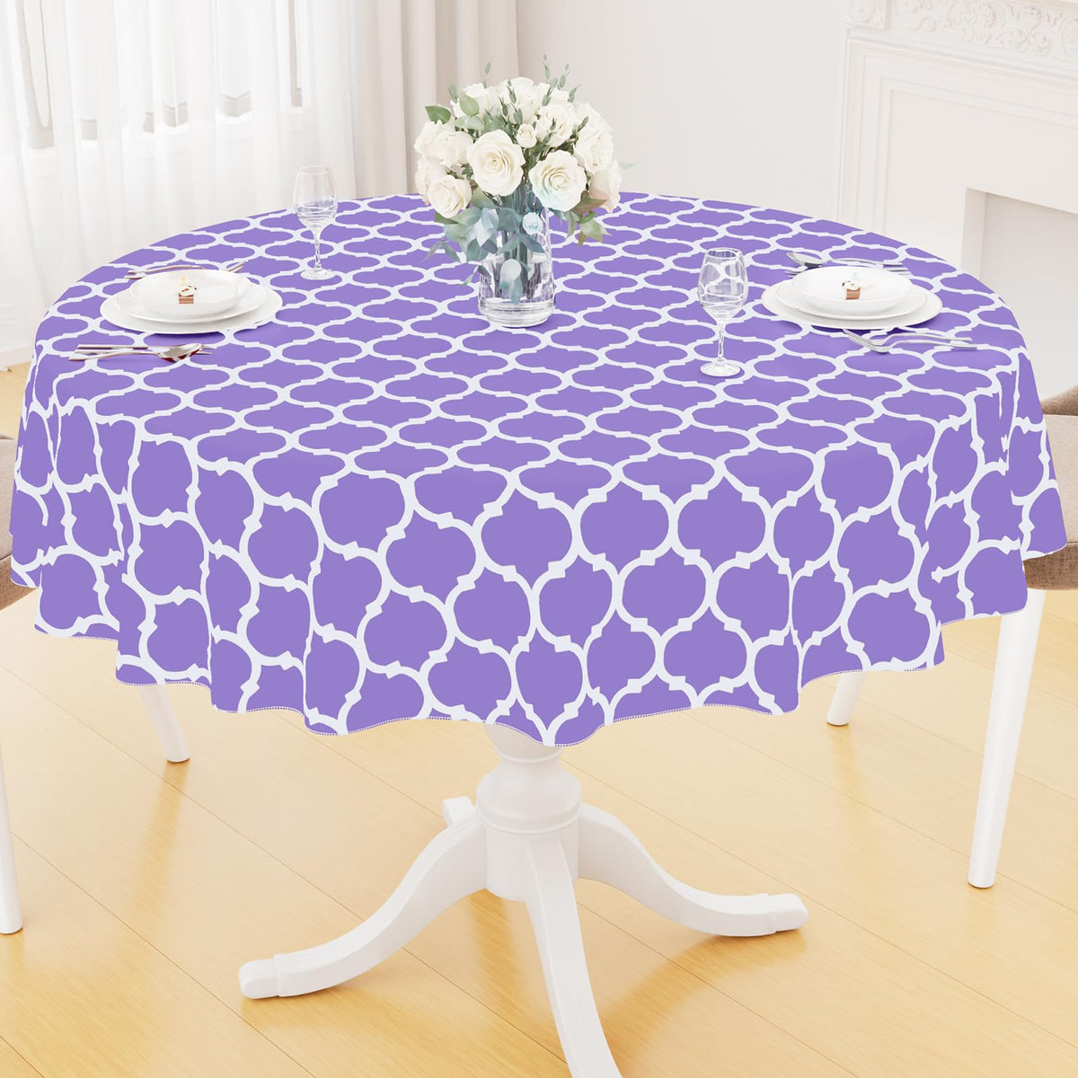 Smiry Rectangle Table Cloth, Flannel Backed Vinyl Tablecloth, 60"x84"
