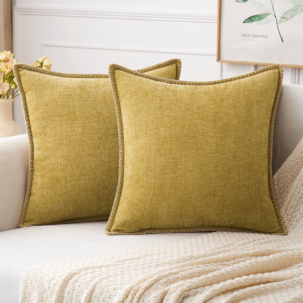 MIULEE Decorative Couch Throw Pillow Covers 18x18 Inch Sage Green 2 Pack