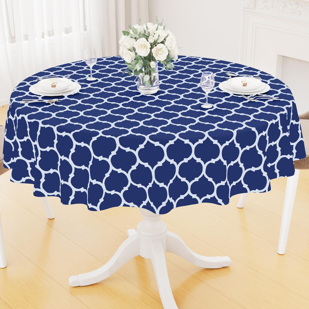Smiry Rectangle Table Cloth, Flannel Backed Vinyl Tablecloth, 60"x84"
