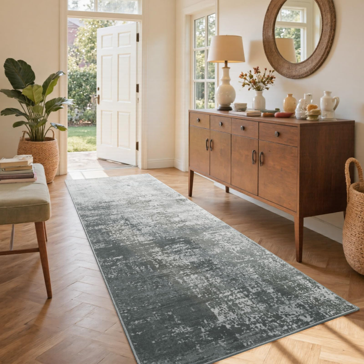 6x9 Ft Large Area Rugs for Living Room, Soft Non-Slip Washable Rugs Modern Abstract Pattern Carpet for Bedroom Indoor Floor Nursery Home Decor (Blue)