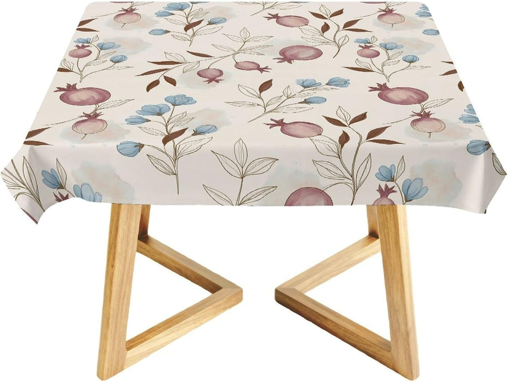 domirica Square & Rectangle Tablecloth, Trendy Floral Art Pattern, Waterproof Oil-Proof Wipeable Polyester Cover, Decorative Table Cloth for Kitchen, Picnic, Camping, Wedding Indoor Outdoor Party