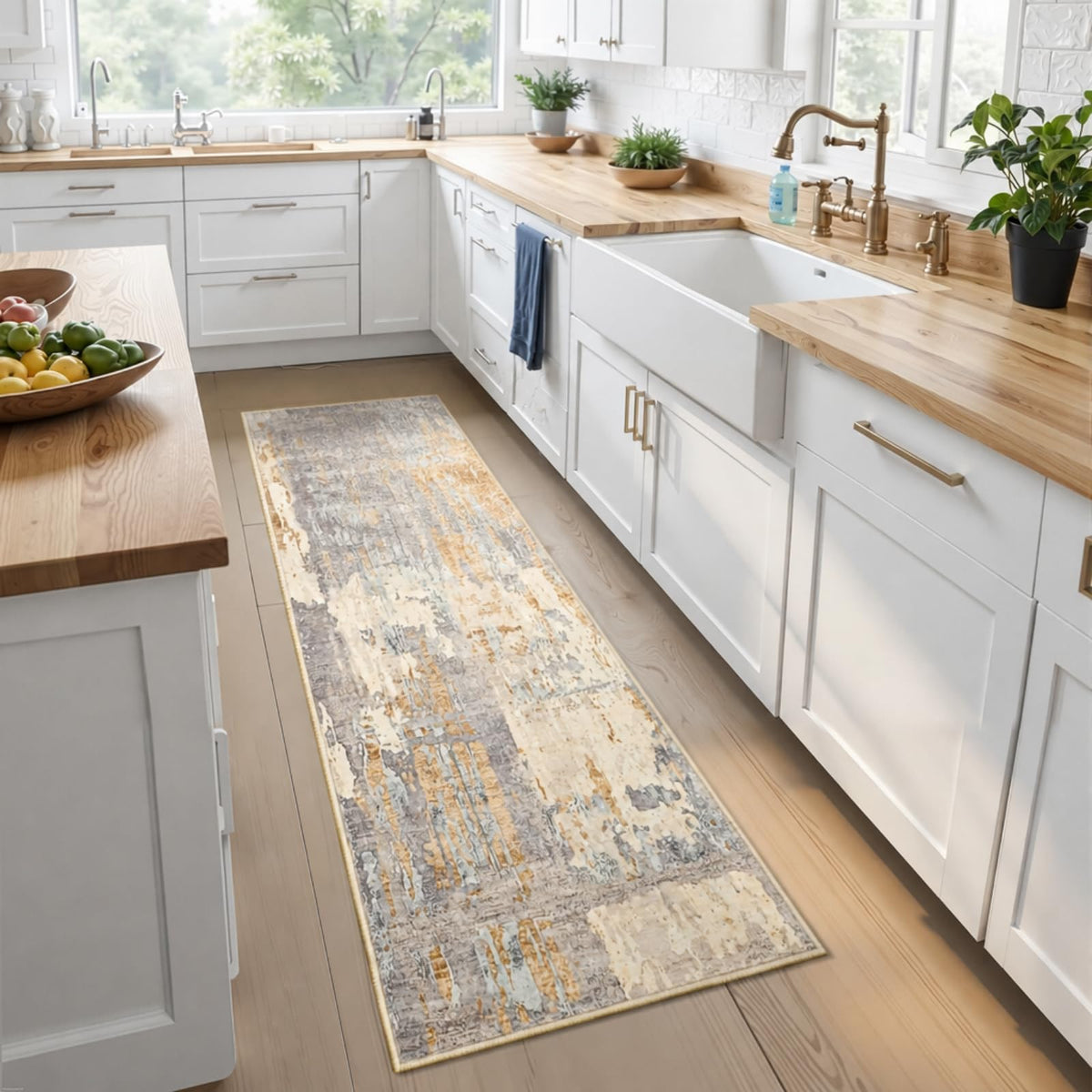 Toneed 4'x6' Washable Area Rugs for Bedroom Living Room, 48"x72" Grey