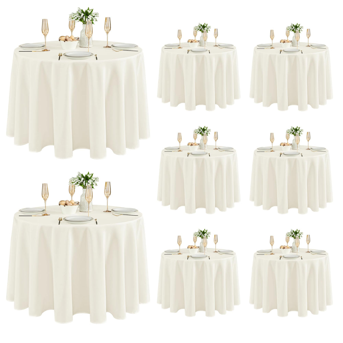Fitable 6 Pack White Table Cloths 70x120 Inch for 6-8 Ft Rectangle Tables