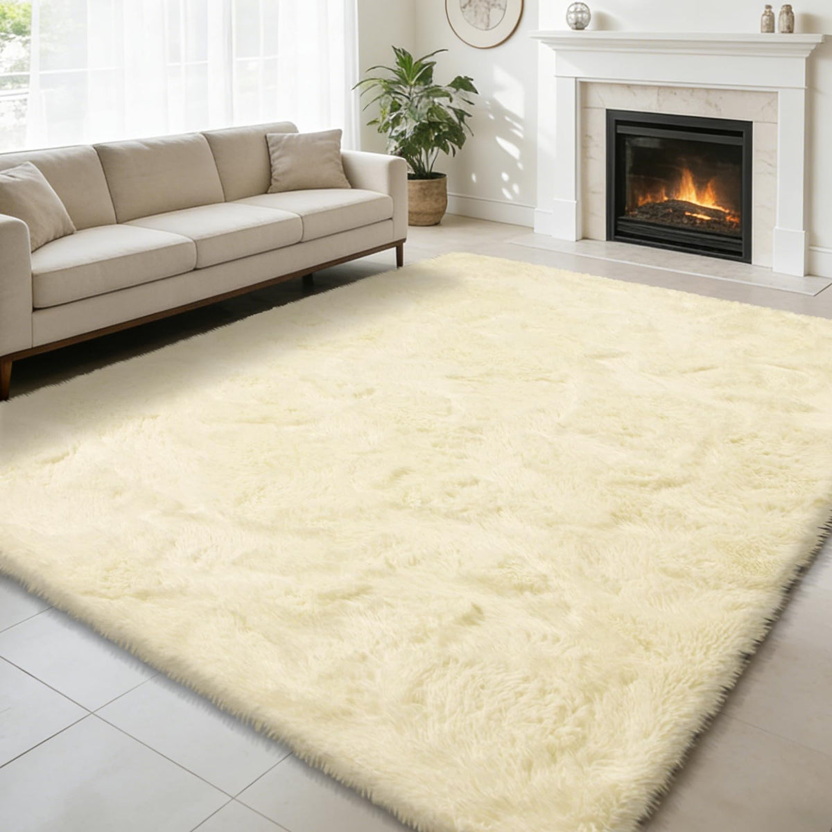 6x9 Black Fluffy Area Rug for Living Room,Large Shag Area Rugs for Bedroom