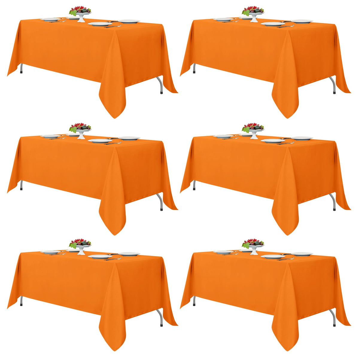 Fitable 6 Pack White Table Cloths 70x120 Inch for 6-8 Ft Rectangle Tables