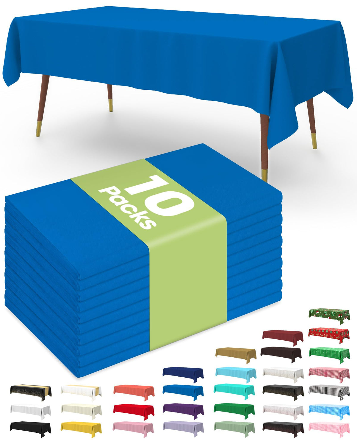 Pureegg Plastic Table Cloth Disposable 54x108 Inch 10 Pack, White